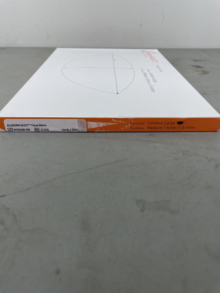 CL1518 - ALLERGAN - AlloDerm Select Regenerative Tissue Matrix, Contour, Medium Thickness, Large, 10.7 x 21.5cm, (BX/1)