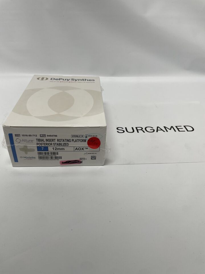 1516-50-712 - DEPUY - ATTUNE KNEE SYSTEM TIBIAL INSERT ROTATING PLATFORM POSTERIOR STABILIZED 7 12mm AOX, (BX/1)