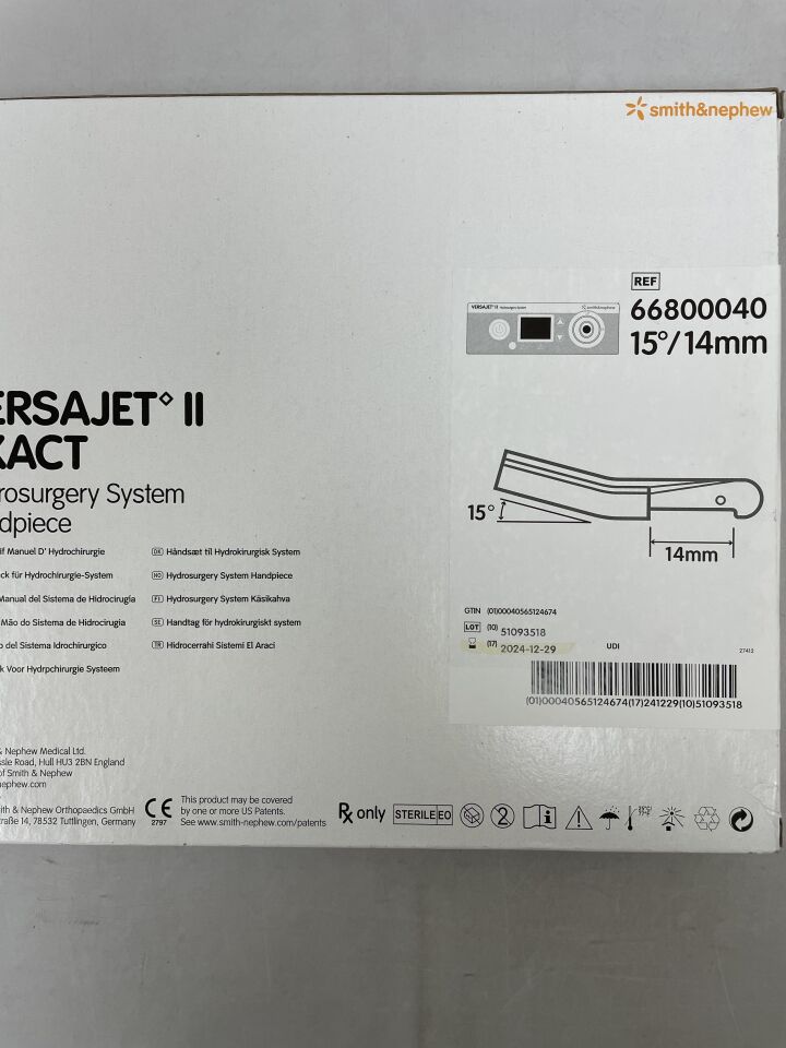 66800040 - SMITH & NEPHEW - Versajet II Exact Disposable Hydrosurgery System Handpiece, 14 mm Length, 15 ° Angle, (BX/1)