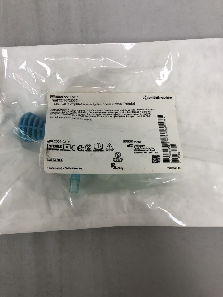 72200907 - SMITH & NEPHEW - Clear-Trac Polycarbonate Complete Cannula System, 5.5 X 72 mm, (EA)