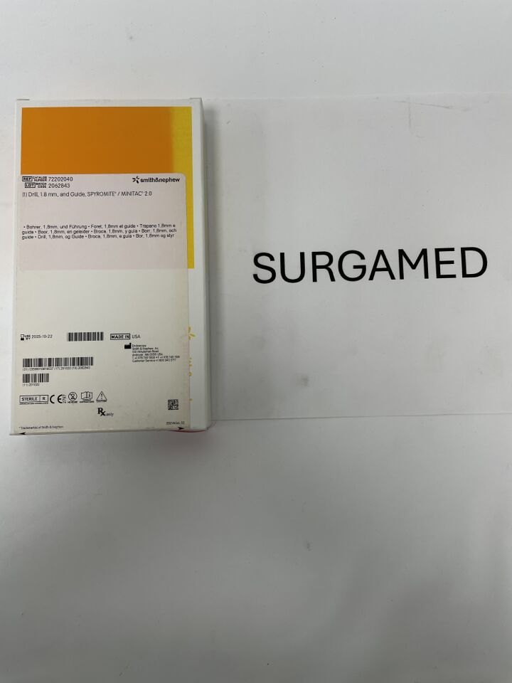 72202040 - SMITH & NEPHEW - Drill, 1.8mm and Guide, Spyromite / Minitac 2.0, (BX/1)