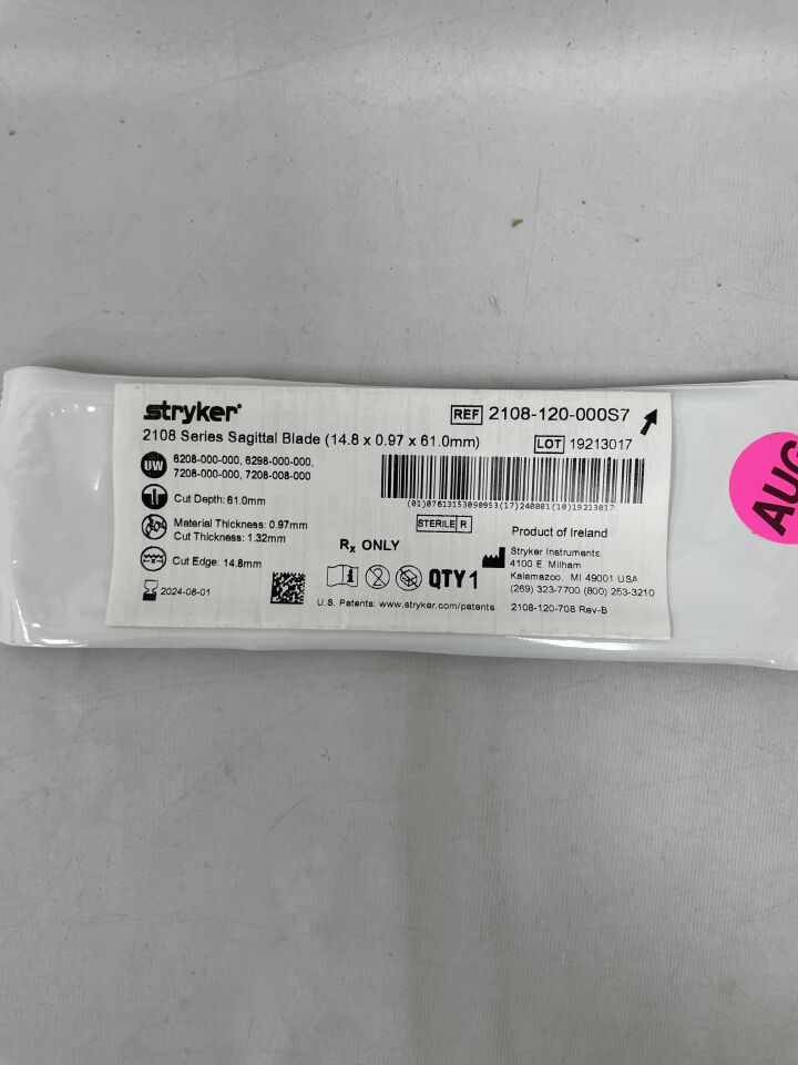 2108-120-000S7 - STRYKER - Sagittal Blade 14.8mm x 61mm x 0.97mm, (EA)