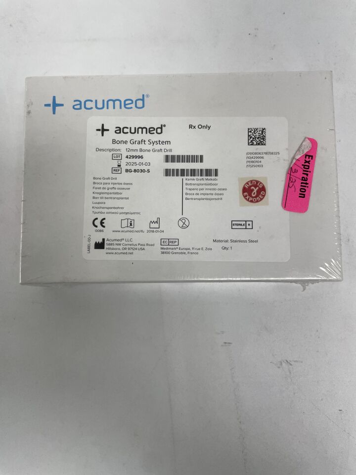BG-8030-S - ACUMED - 12mm Bone Graft Drill, (BX/1)