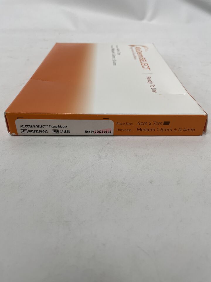 141828 - ALLERGAN - AlloDerm SELECT Regenerative Tissue Matrix Rectangle, Medium Thickness, 4 x 7cm, (BX/1)