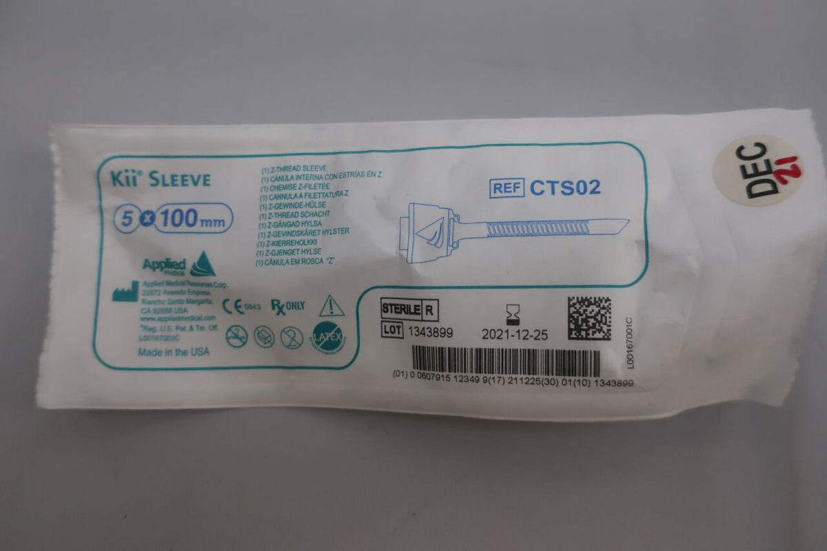 CTS02 - APPLIED MEDICAL RESOURCES - Kii Sleeve, Z-Thread Sleeve, 5 X 100mm, (EA)