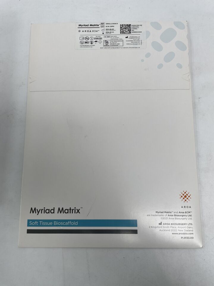 SR02LG1020US - AROA BIOSURGERY - Myriad Matrix 2 Layer Soft Tissue Bioscaffold, 10 x 20cm, (BX/1)