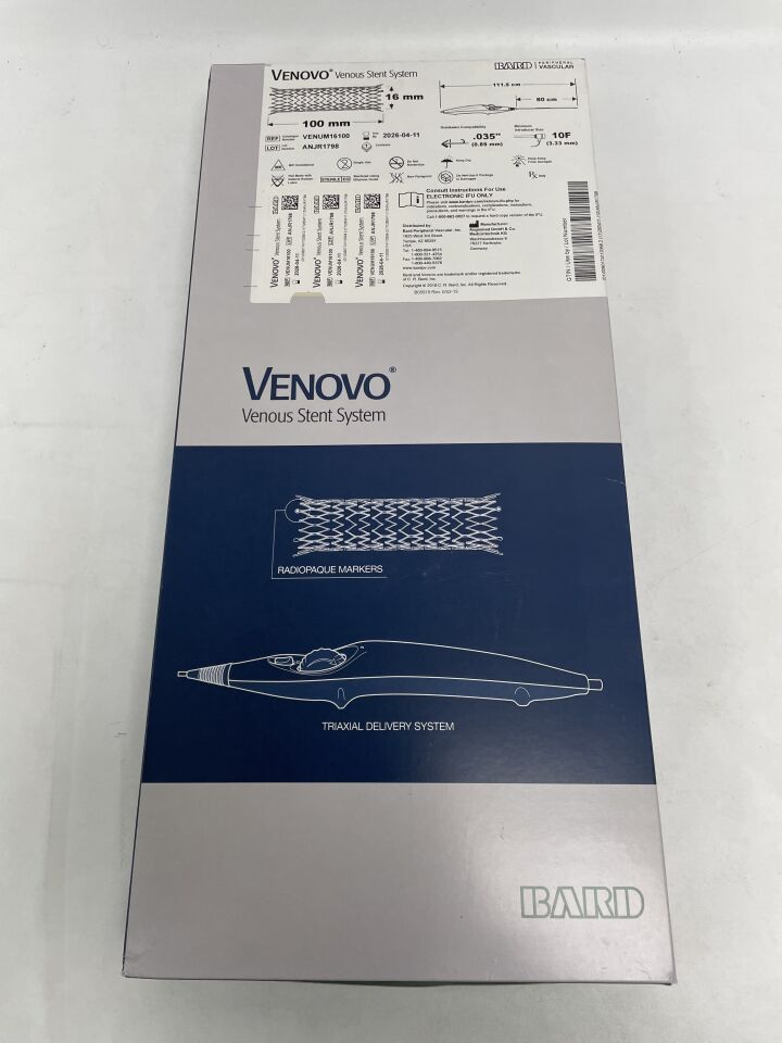 VENUM16100 - BARD - VENOVO Venous Stent System - 16mm x 100mm x 80cm, (BX/1)