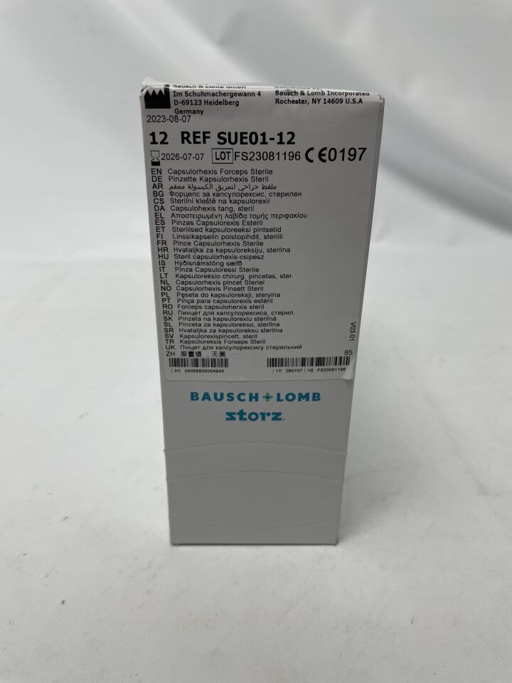 SUE01-12 - BAUSCH & LOMB - Capsulorhexis Forceps Angled, 11.5 x 100mm, (BX/12)