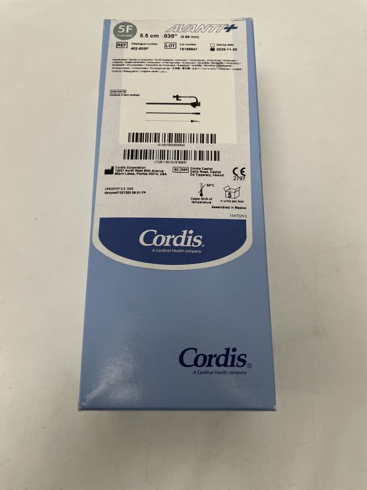 402-605P - CORDIS - Avanti+ Introducer - 5Fr x 5.5cm x .035", (BX/5)