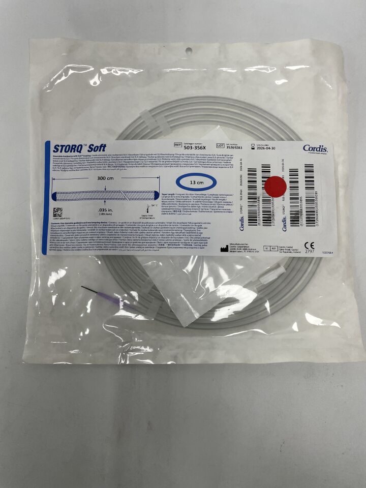 503-356X - CORDIS - STORQ Soft Steerable Guidewire with SLX Coating - Straight - .035" x 300cm x 13cm, (EA)