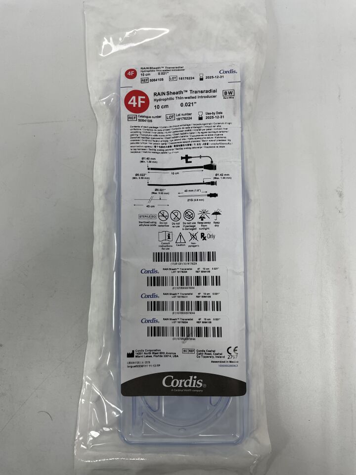 506410S - CORDIS - RAIN Sheath Transradial Introducer â 4F x 10cm, (EA)