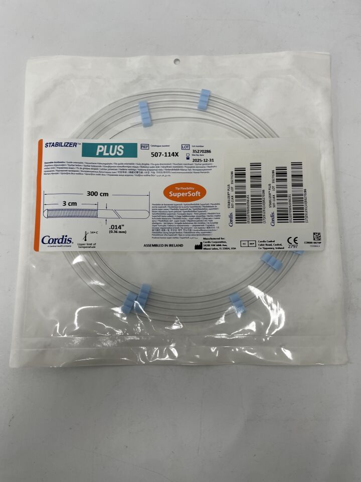 507-114X - CORDIS - Stabilizer Plus Steerable Guidewire, Super Soft Straight 0.014" X 300CM, (EA)