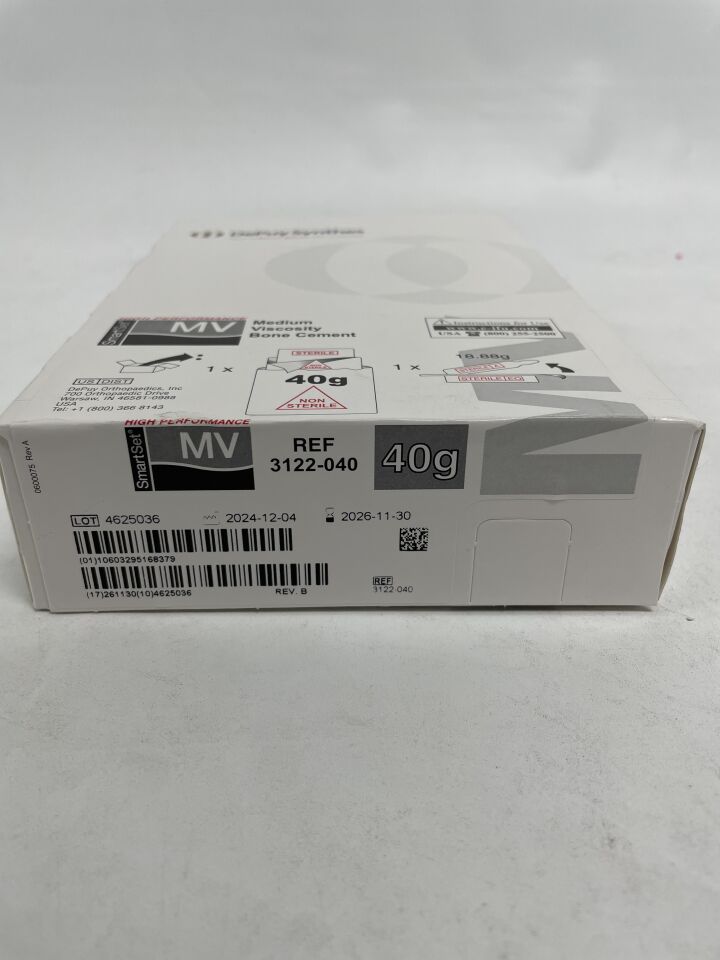 3122-040 - DEPUY - Smartset MV Medium Viscosity Bone Cement, 40 g, (BX/1)