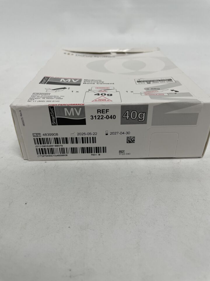 3122-040 - DEPUY - Smartset MV Medium Viscosity Bone Cement, 40 g, (BX/1)