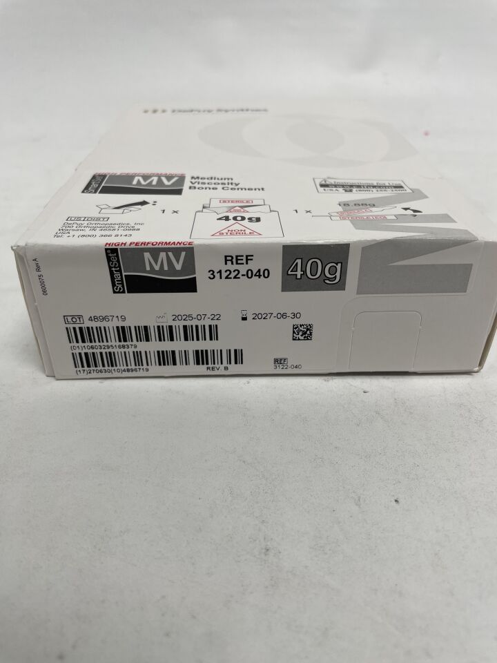 3122-040 - DEPUY - Smartset MV Medium Viscosity Bone Cement, 40 g, (BX/1)