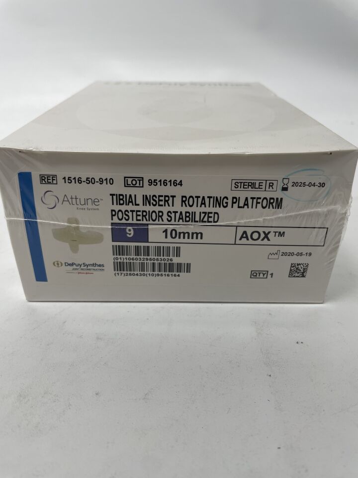 1516-50-910 - DEPUY - Attune Knee System Tibial Insert Rotating Platform Posterior Stabilized Size 9 10Mm Aox, (BX/1)