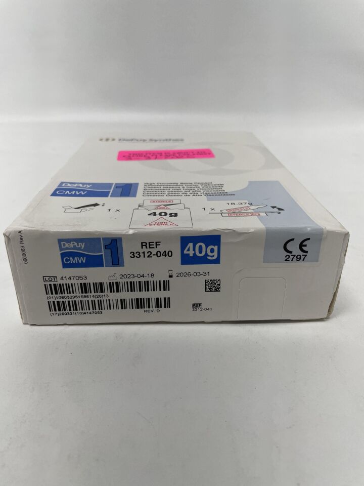 3312-040 - DEPUY - CMW 1 Medium Viscosity Bone Cement, 40 g, (BX/1)
