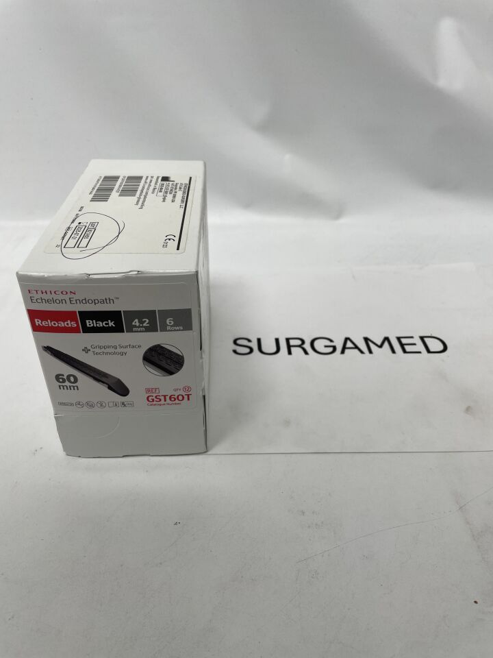 GST60T - ETHICON - Echelon Endopath Stapler Reload with Gripping Surface Technology, Black, 4.2 Open x 2.3 mm Closed Height, (BX/12)