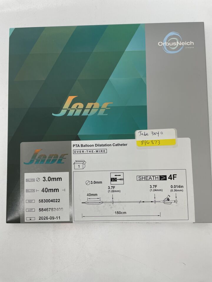 583004022 - ORBUSNEICH MEDICAL - JADE PTA Balloon Dilatation Catheter - .014" OTW - 3.0mm x 40mm x 150cm, (BX/1)