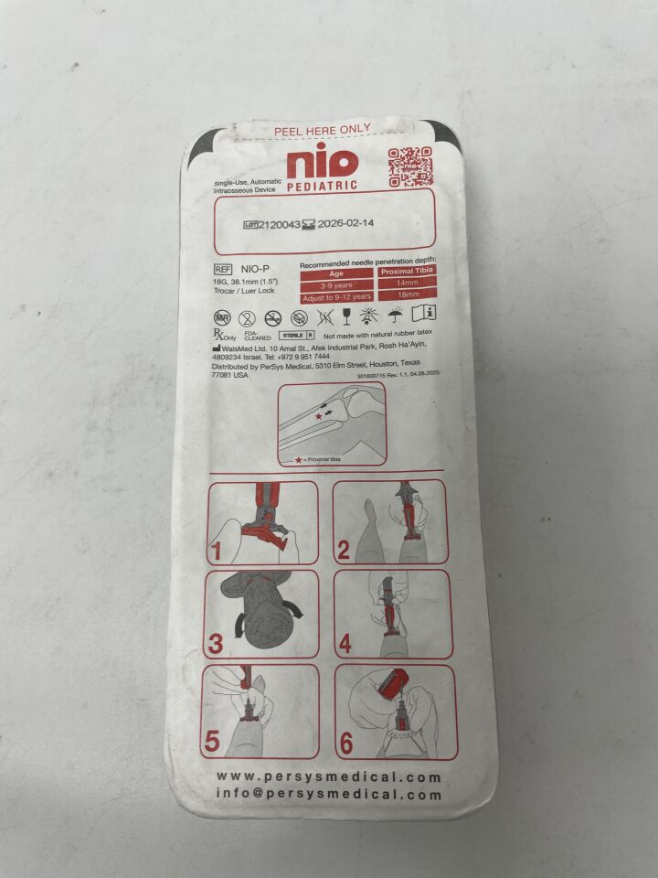 NIO-P - PERSYS MEDICAL - NIO Intraosseous Access Device, Pediatric 18G x 14mm/18mm, (EA)