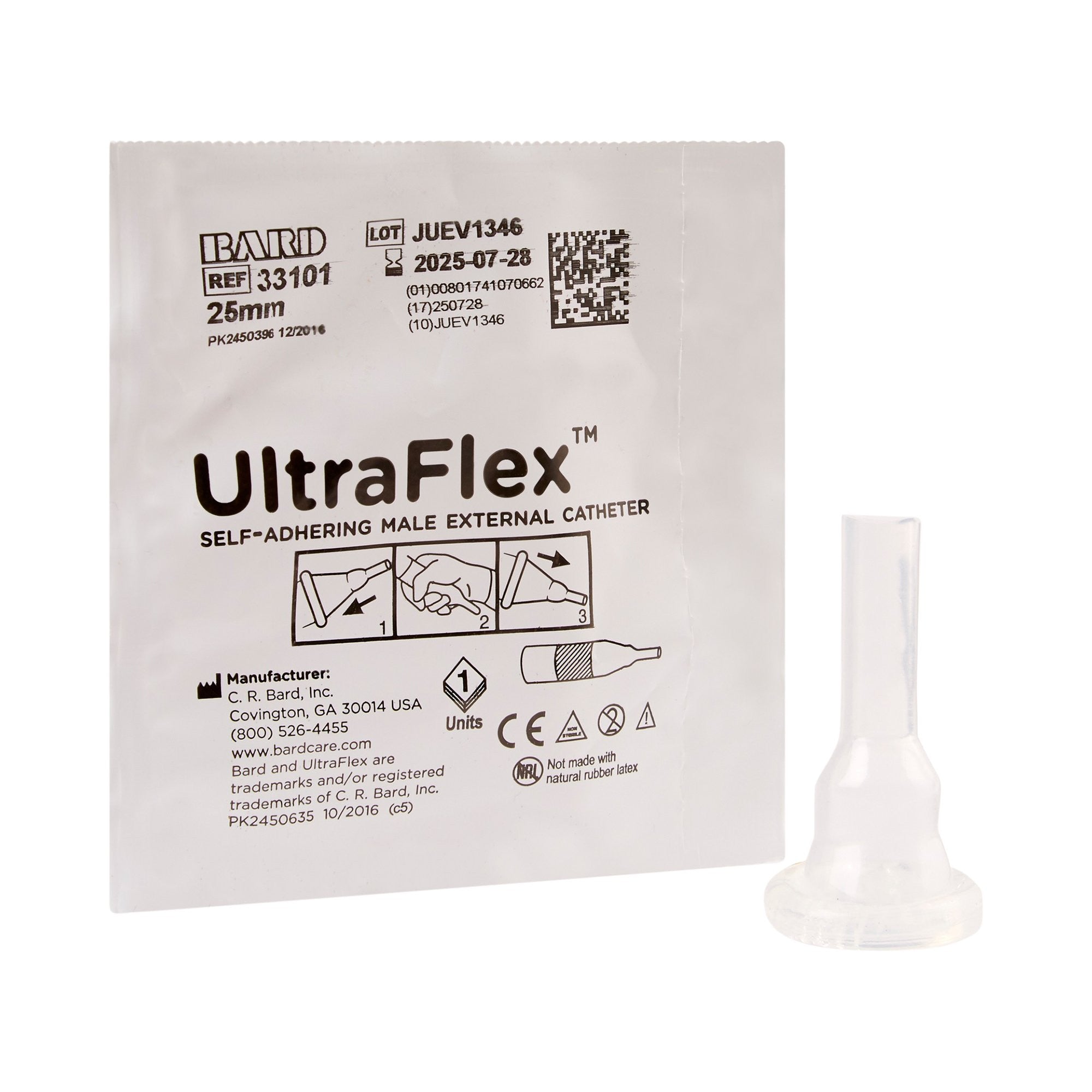 578102 - UltraFlex - Male External Catheter UltraFlex Self-Adhesive Seal Silicone Small 33101 Box of 100, (BX)