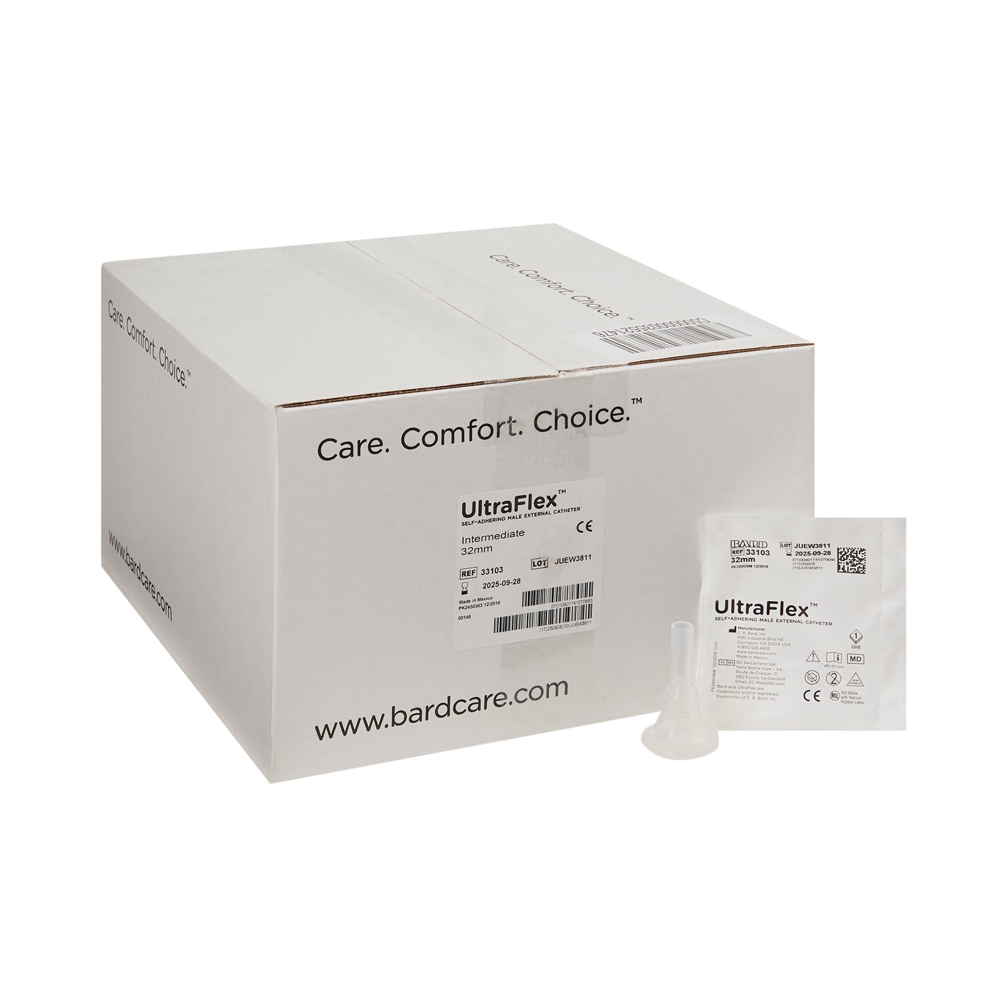 578103 - UltraFlex - Male External Catheter UltraFlex Self-Adhesive Seal Silicone Intermediate 33103 Box of 100, (BX)