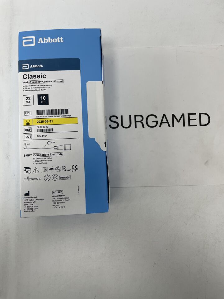 C-1010-S - ABBOTT - Classic RF Cannula, Curved 10cm x 10mm, 22G, (BX/10)