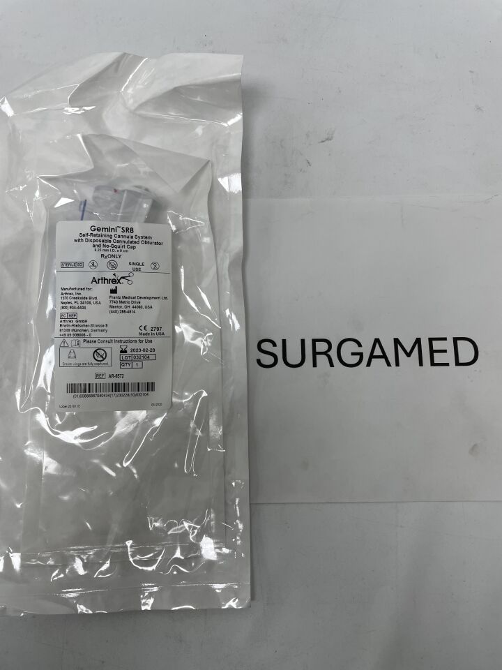 AR-6572 - ARTHREX - Gemini SR8 Self Retaining Cannula System with Disposable Cannulated Trocar 8.25mm x 9cm, (EA)