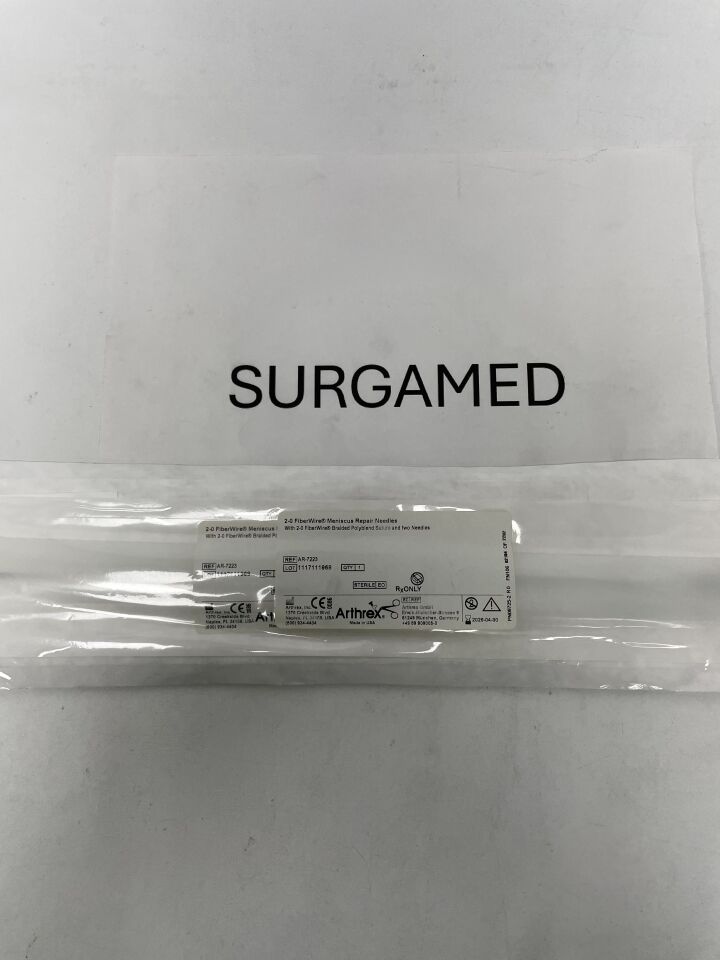AR-7223 - ARTHREX - 2-0 FiberWire Meniscus Repair Needles With 2-0 FiberWire Braided Polyblend Suture with two Needles, (EA)