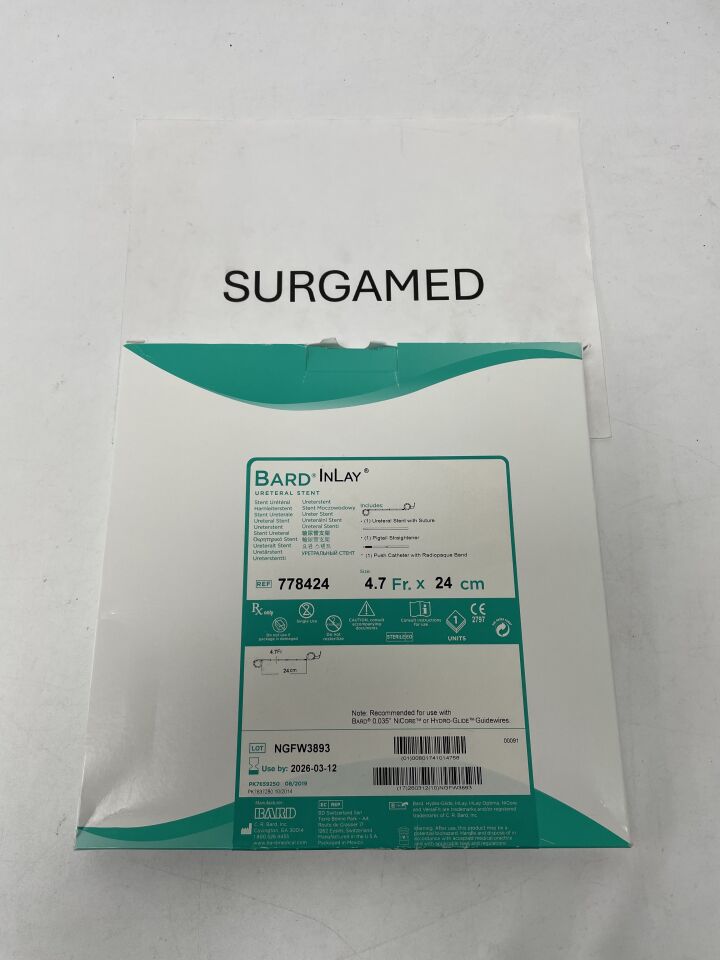 778424 - BARD - Inlay Ureteral Stent 4.7Fr x 24cm, (BX/1)