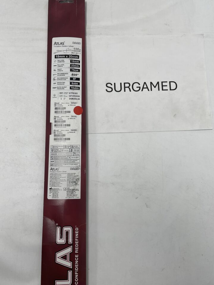 AT75182 - BARD - Atlas PTA Balloon Dilatation Catheter: 18mm x 2cm x 75cm, (BX/1)