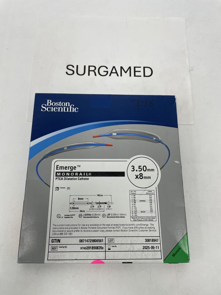 391890835 - BOSTON SCIENTIFIC - Emerge Monorail PTCA Dilatation Catheter - 3.50mm x 8mm, (BX/1)