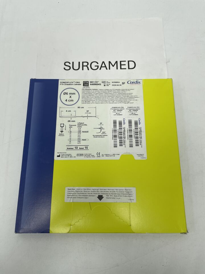 4400604S - CORDIS - POWERFLEX PRO .035" OTW PTA Dilatation Catheter - 6mm x 4cm x 80cm, (BX/1)