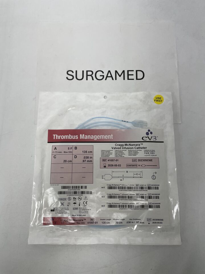 41057-01 - EV3 - Cragg-McNamara Valved Infusion Catheter - 5Fr x 135cm x 20cm, (EA)