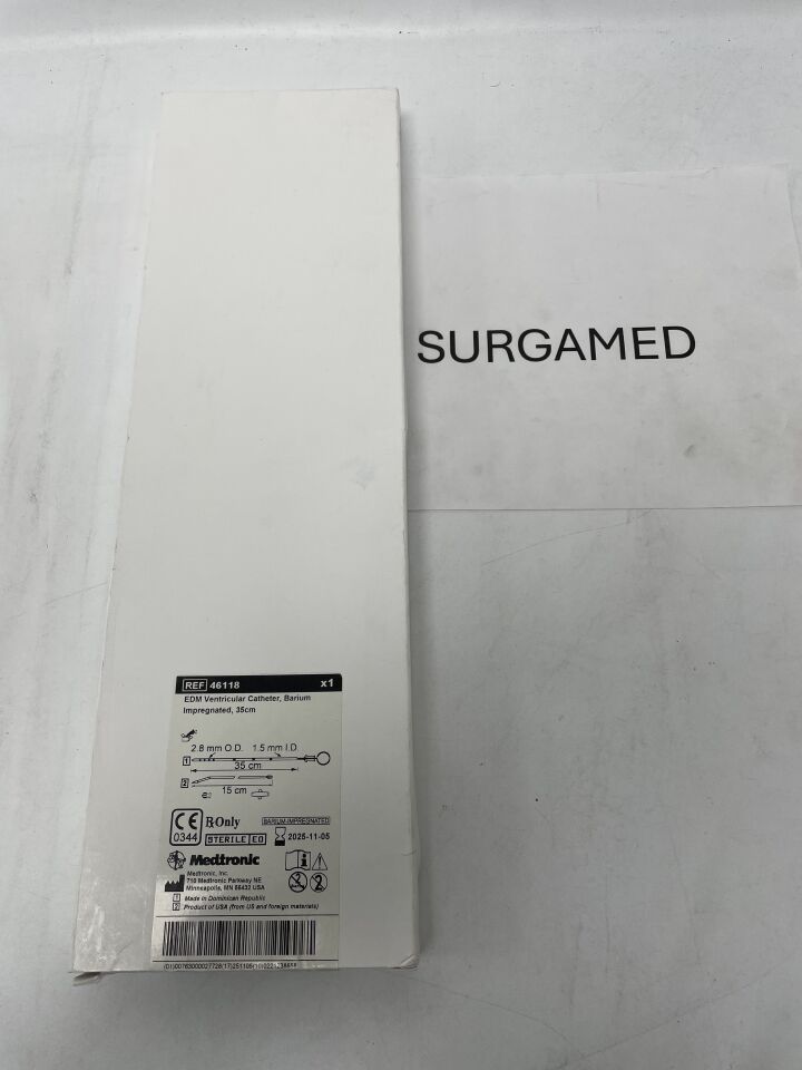 46118 - MEDTRONIC - Barium Impregnated EDM Ventricular Catheter, 1.5 ID x 2.8 mm OD, 35 cm Length, (BX/1)