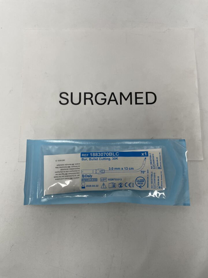 1883070BLC - MEDTRONIC - 30K BULLET CUTTING BUR, 3.0MM X 13CM, 70 degrees, (EA)