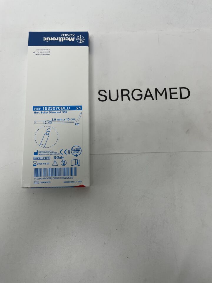 1883070BLD - MEDTRONIC - 30K Bullet Diamond Bur, 3mm x 13cm, 70 Degree, (BX/1)