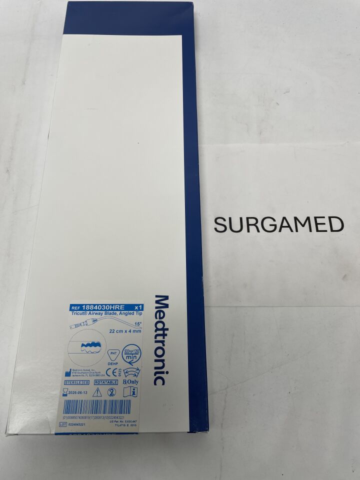 1884030HRE - MEDTRONIC - 4.0mm Rotatable Tricut Angle-Tip Laryngeal Blade: 22cm, (BX/1)