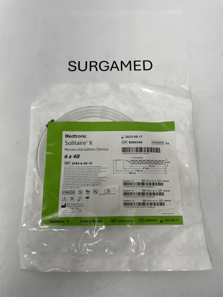 SFR4-6-40-10 - MEDTRONIC - Solitare X Revascularization Device, 6 x 40mm, 200 cm Push Wire, (EA)