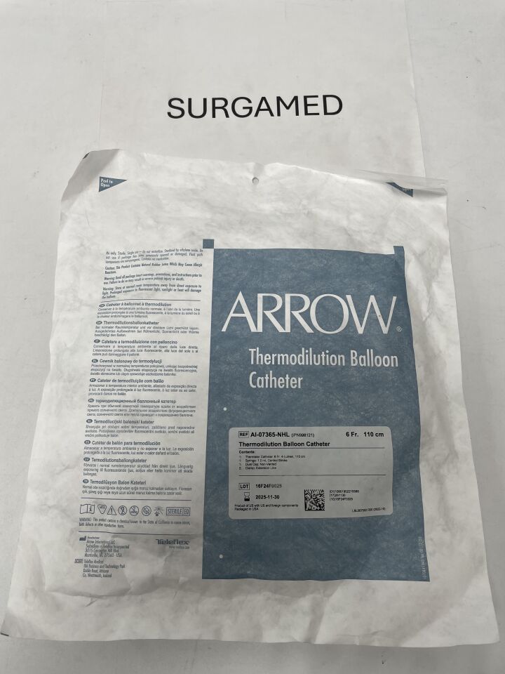 AI-07365-NHL - TELEFLEX - Arrow Thermodilution Balloon Catheter, Heparin 6F x 110cm, (EA)