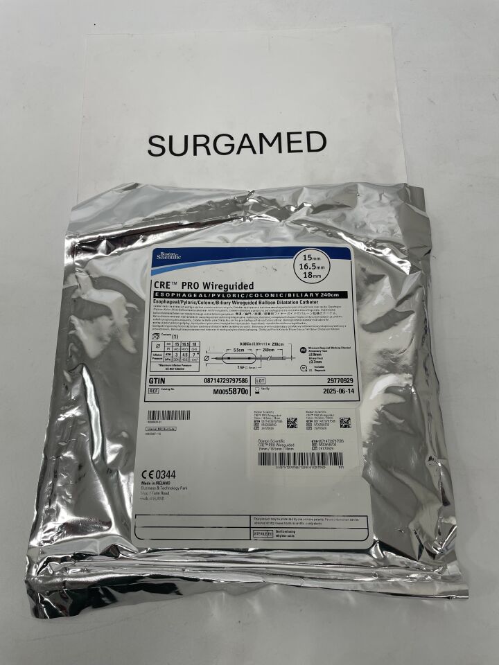 5870 - BOSTON SCIENTIFIC - CRE PRO Wireguided Balloon Dilatation Catheter - Esophageal/Pyloric/Colonic/Biliary - 15mm x 16.5mm x 18mm, (EA)