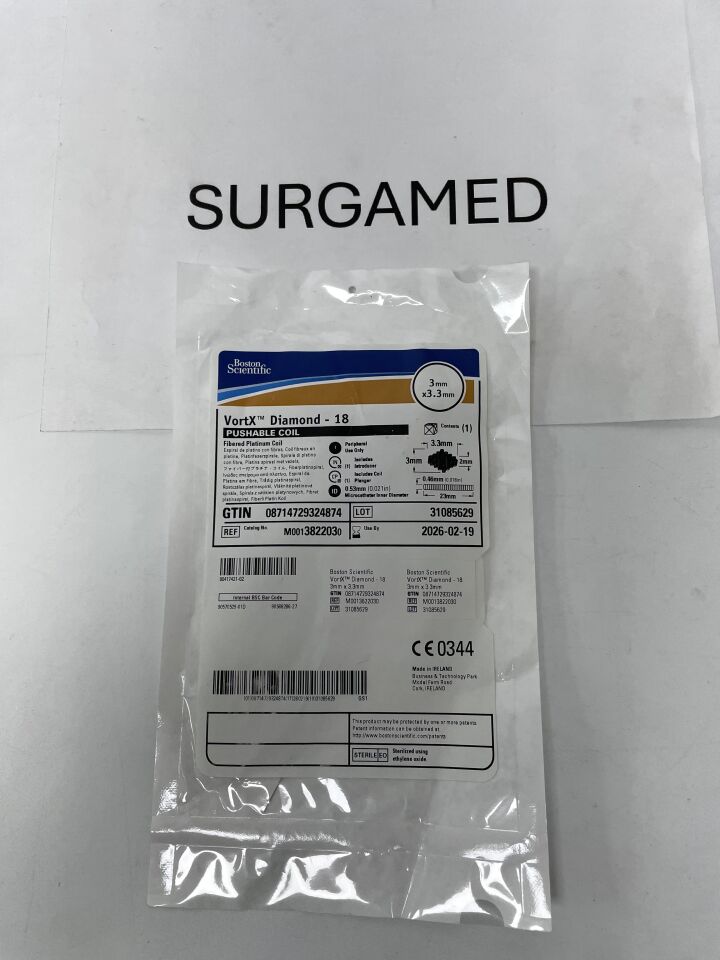 382203 - BOSTON SCIENTIFIC - VortX Diamond 18 Sterile Pushable Coil, 0.018 in. Size, 3 mm dia., 3.3 mm Unrestrained Coil Length, ()