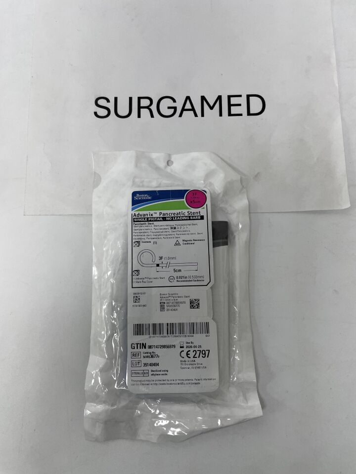 3677 - BOSTON SCIENTIFIC - Advanix Pancreatic Stent - Single Pigtail/No Leading Barb - 3Fr x 5cm, (EA)