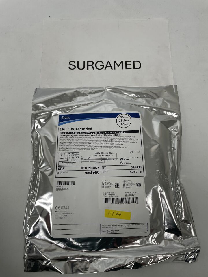5849 - BOSTON SCIENTIFIC - CRE Wireguided Esophageal/Pyloric/Colonic Balloon Dilatation Catheter, 7.5FR x 240cm, 15mm/16.5mm/18mm, (EA)