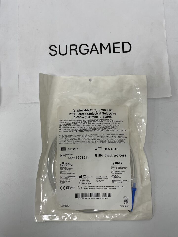 620121 - BOSTON SCIENTIFIC - PTFE Coated Urological Guidewire - Movable Core, J-Tip - .035" x 150cm, (EA)