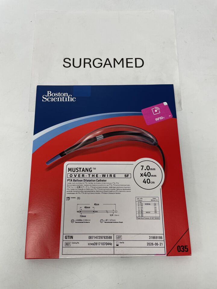 3917107044 - BOSTON SCIENTIFIC - Mustang OTW PTA Balloon Dilatation Catheter - 7.0mm x 40mm x 40cm, (BX/1)