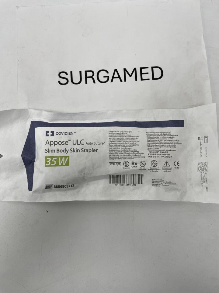 8886803712 - COVIDIEN - Appose UCL Single-Use Skin Stapler with 35 Wide Staples, 4.1 L x 6.5 mm W, Green, (EA)