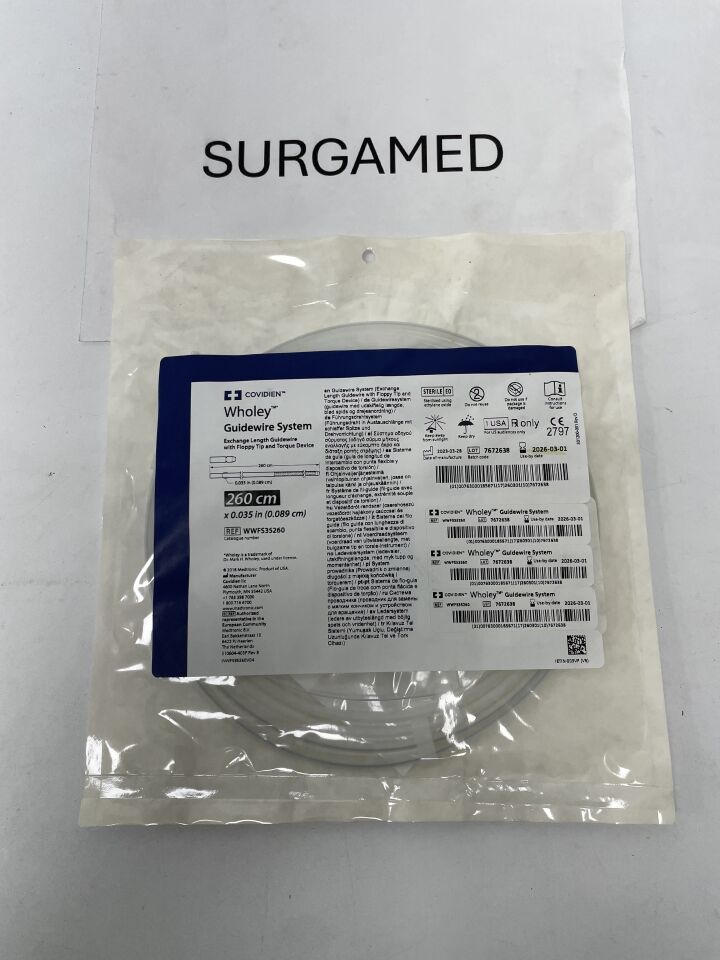 WWFS35260 - COVIDIEN - Wholey Guidewire System, Floppy 0.035" x 260cm, Straight, (EA)