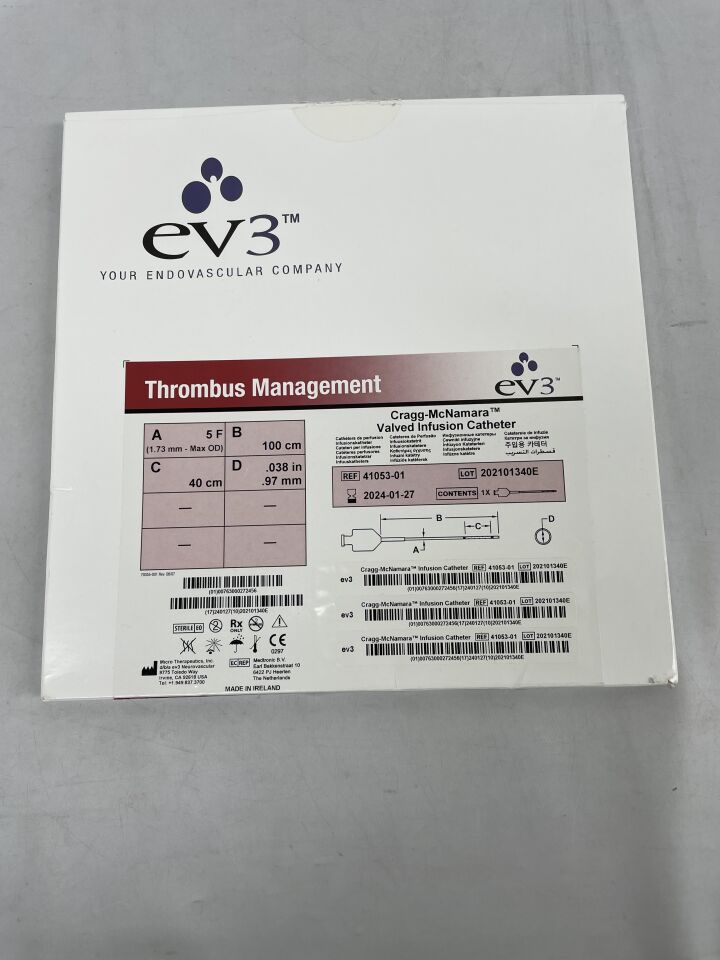 41053-01 - EV3 - Thrombus Management Cragg-McNamara Valved Infusion Catheter - 5Fr x 100cm x 40cm, (EA)