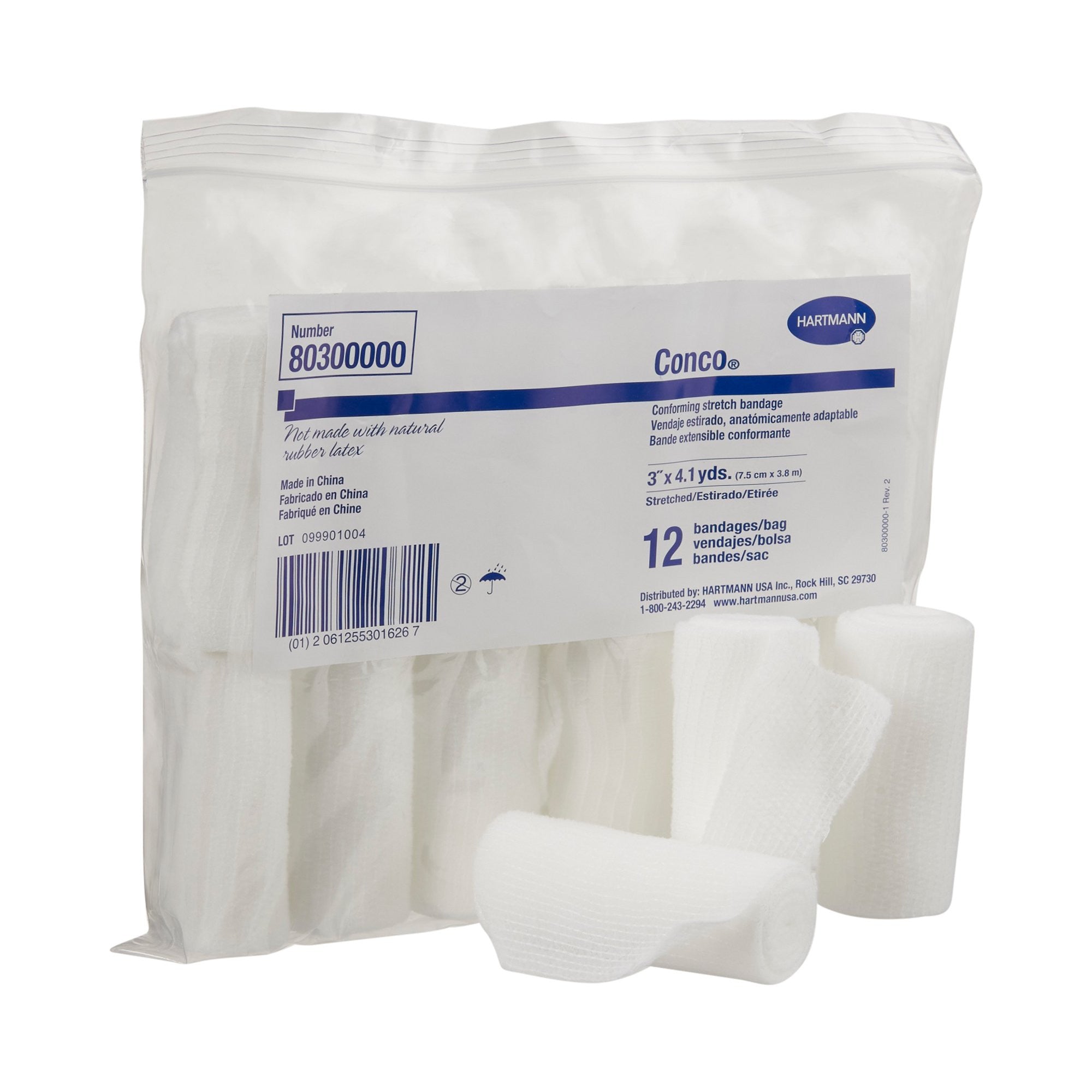 403729 - Conco - Conco Conforming Bandage 3 in X 4-1/10 Yard 1-Ply NonSterile , 80300000, Case of 96, (CS)